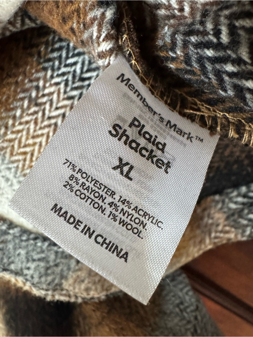 Plaid Shacket in Black, Brown and Cream - Picture 4 of 6
